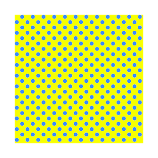 Blue Polka Dots Pattern on Yellow Background T-Shirt