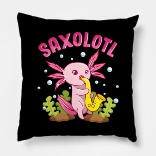 Saxolotl Adorable Sax Playing Axolotl Animal Pun Pillow