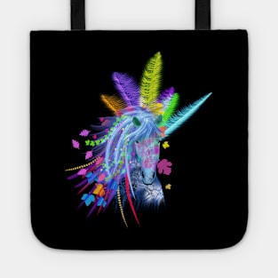 Tribal Horse with feathers Unicorn Horse head Tote