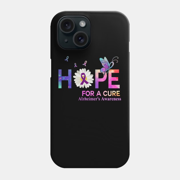 Hope For A Cure Butterfly Flower  Alzheimer's Awareness Phone Case by HomerNewbergereq