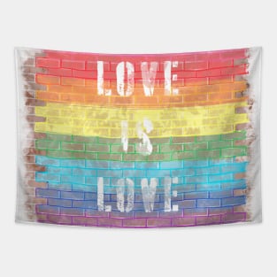 LGBTQ+ Pride Love is Love Brick Wall Design Tapestry