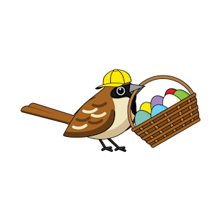 Funny Cute Bird with Colorful Eggs Basket T-Shirt