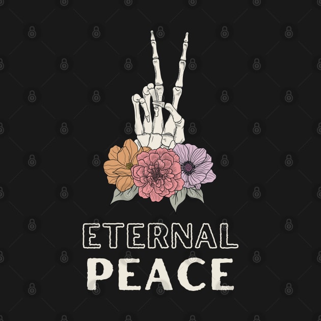 Eternal peace, skeleton hand, flowers by Project Charlie