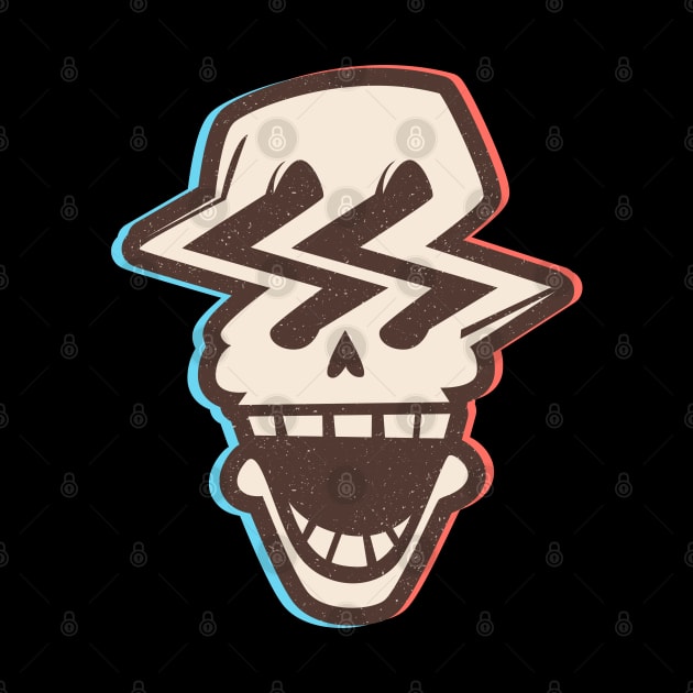 Funny scary broken glitch skull with smile by VectorVision