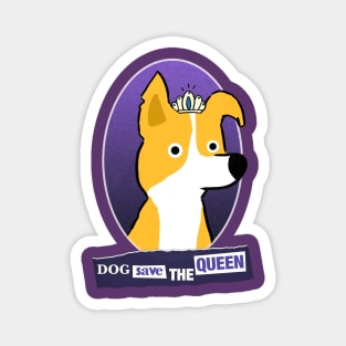 Dog save the Queen - Retro Punk halftone style Magnet