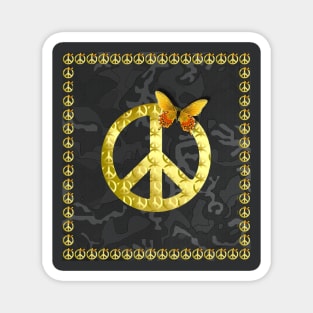 Luxury Golden Peace Symbol Butterfly 3D Graphic Magnet