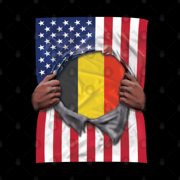 Belgium Flag American Flag Ripped - Gift for Belgian From Belgium by Country Flags