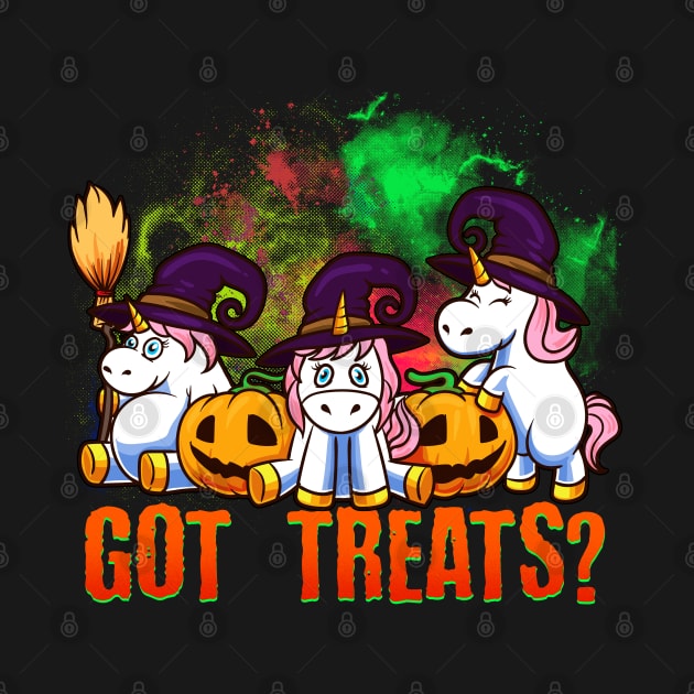 Got Treats I Cute Unicorn Witches Pumkin Halloween Graphik by Riffize