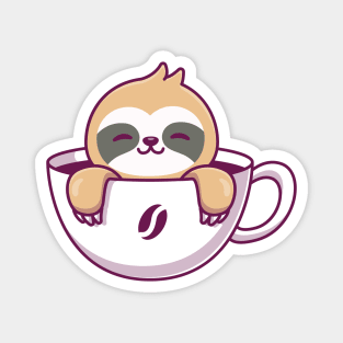 Cute Sloth In The Coffee Cup Magnet