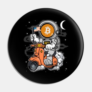 Astronaut Scooter Bitcoin BTC Coin To The Moon Crypto Token Cryptocurrency Blockchain Wallet Birthday Gift For Men Women Kids Pin