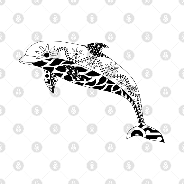 magical floral dolphin in zendoodle totonac art ecopop by jorge_lebeau