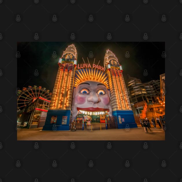 Luna Park Face at Night, Sydney, NSW, Australia by Upbeat Traveler