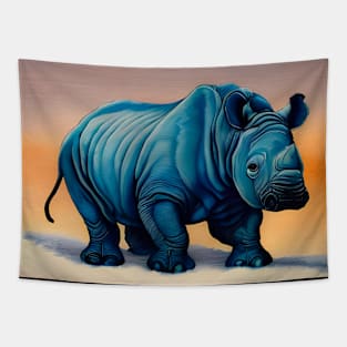 Cute Baby Rhinoceros Watercolor Digital Art Perfect original artwork for a baby or child's room. Tapestry