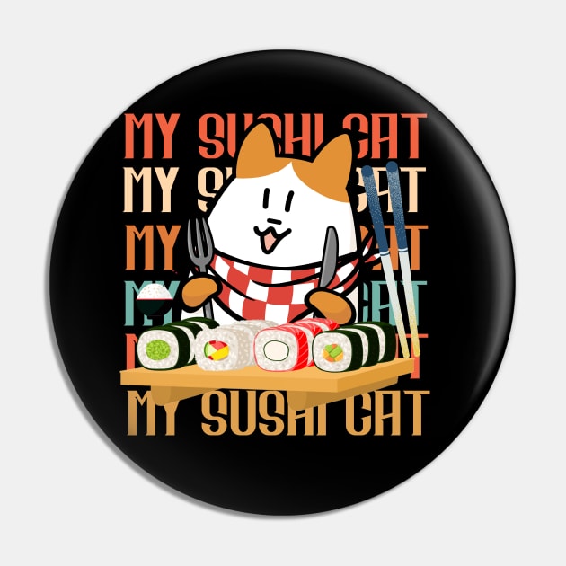 My Sushi Cat Kawaii Art Pin by Praizes