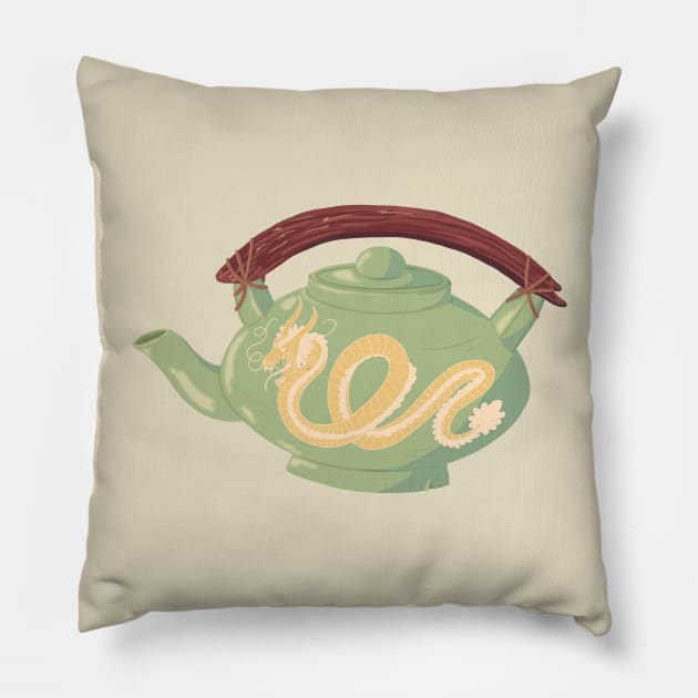 Dragon Tea Pot Pillow by Ollie Day Art