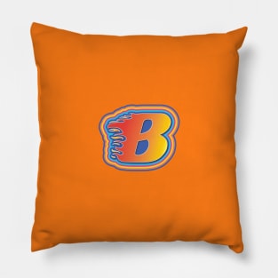 Alphabet Monogram B Initials Name Uppercase Capital Typography with Flaming Fire Element Pillow