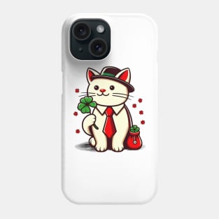 Cat Holding Shamrock for St Patricks Day Phone Case