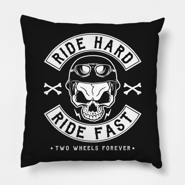 BIKER - RIDE HARD RIDE FAST Pillow by ShirtFace