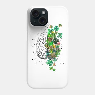 Brain with four-leaf clovers Phone Case