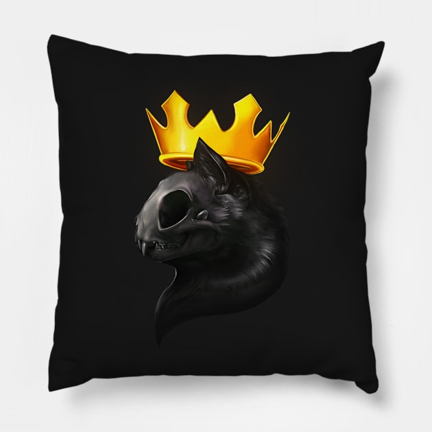 Cat And Crown Pillow by Projectsilver