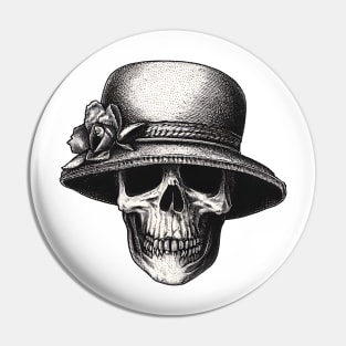 Skull with beach hat Pin