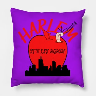 Funny Harlem It's Lit Again |  Big Apple With Worm And Vaccine Shot Pillow