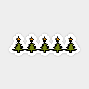 Five Minimal Christmas Trees Magnet