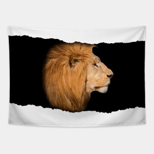 Lion Behind Broken Wall Tapestry