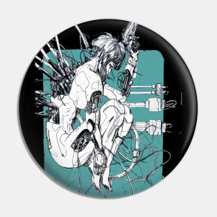 Cyberpunk Ghost Cyborg Girl Pin