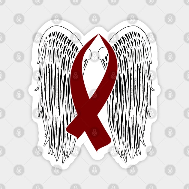 Winged Awareness Ribbon (Burgundy) Magnet by BlakCircleGirl