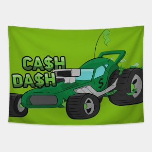"Cash Dash" Green Dune Buggy Cartoon Beach Buggy Tapestry