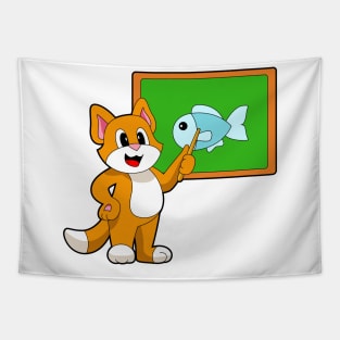 Cat Teacher Pointer Fish Tapestry