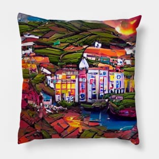 Colorful village Pillow