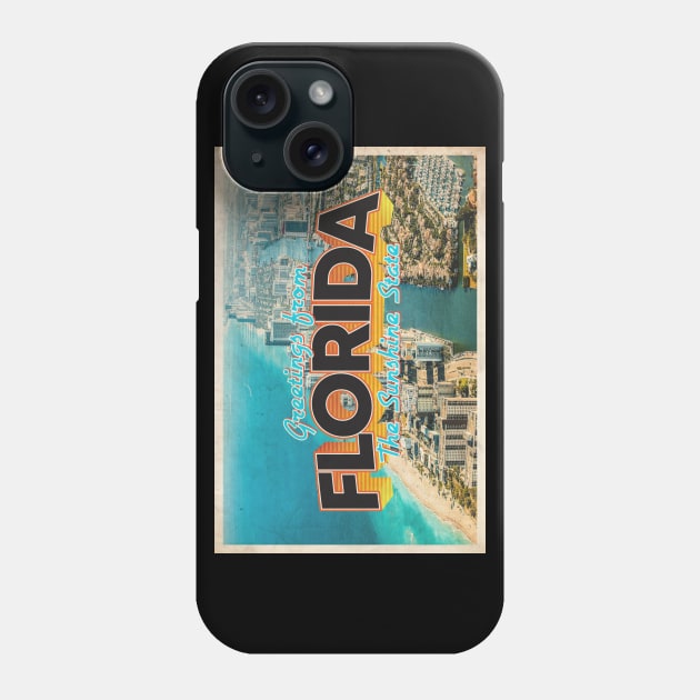 Greetings from Florida - Vintage Travel Postcard Design Phone Case by fromthereco