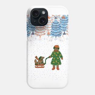 Girl with dog at Christmas tree farm Phone Case