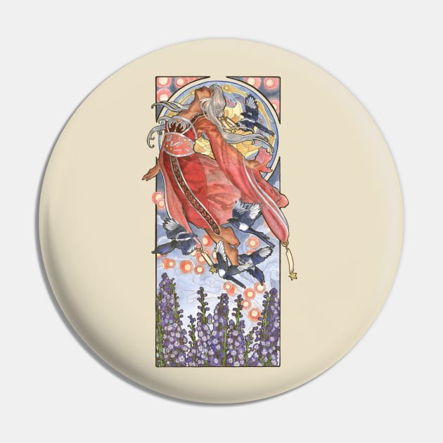 Lady of July Star Festival with Magpies and Lanterns Mucha Inspired Birthstone Series     Edit Pin by angelasasser