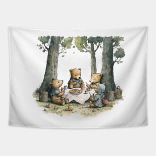 Teddy Bear Picnic Watercolor Tapestry