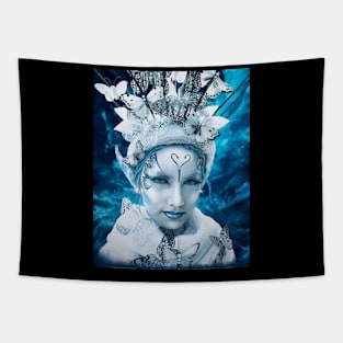 Blue Butterfly Fantasy Face Tapestry