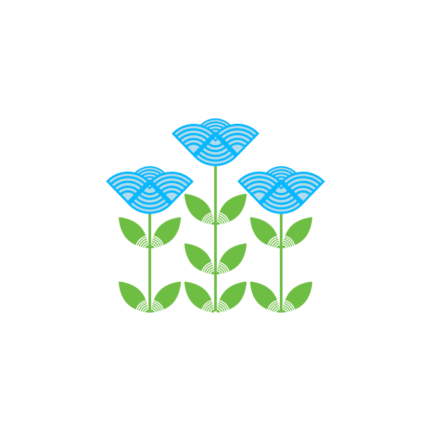 Three Japanese style blue flowers by oknoki