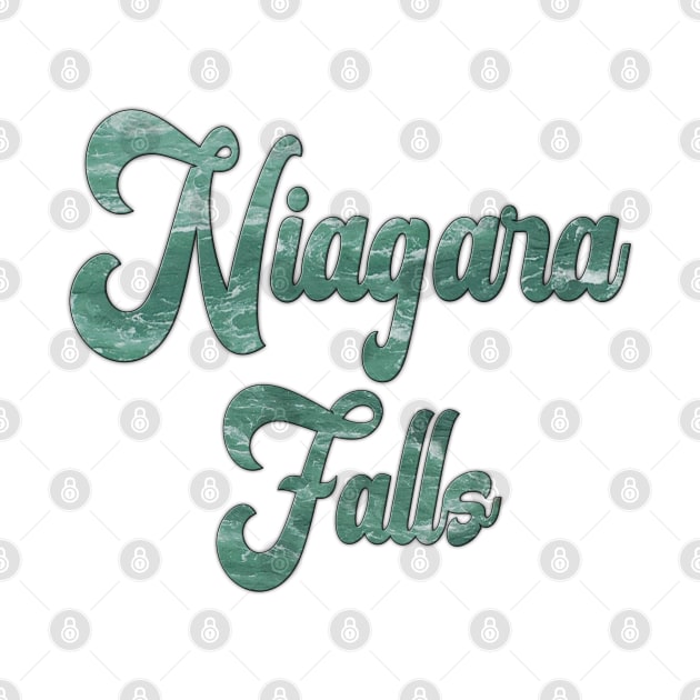 Niagara Falls Emerald Green Waters in Canada and USA, Word Art Script Typography by Star58