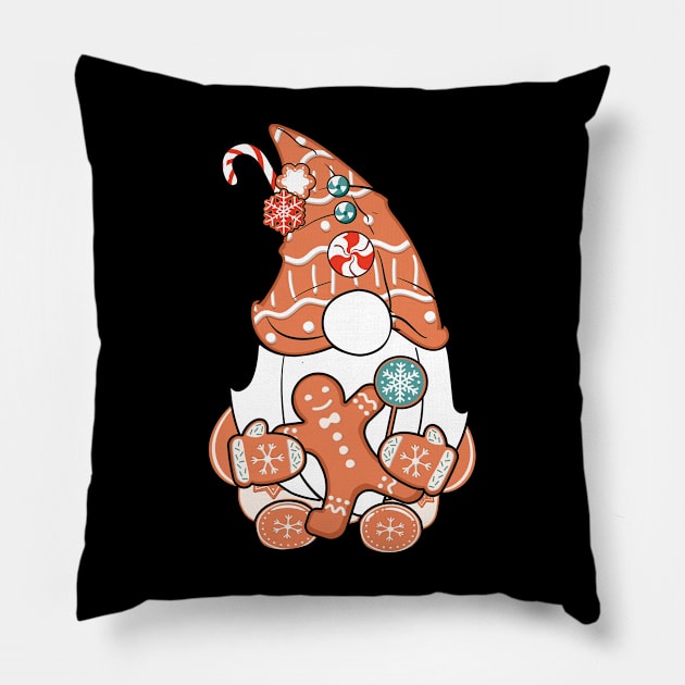 Ginger Gnome Christmas Pillow by MZeeDesigns