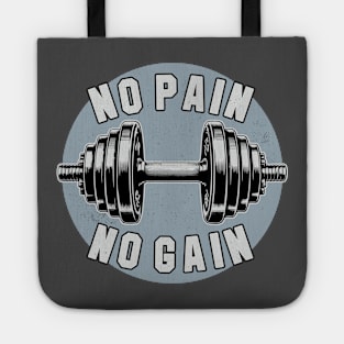 No Pain No Gain Dumbbell Workout Gym Fitness Training Mens Tote