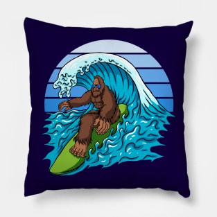 Bigfoot Surfing The Waves Pillow