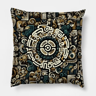 Mystical Echoes: Maya Art Revived in Vibrant Illustrations Pillow