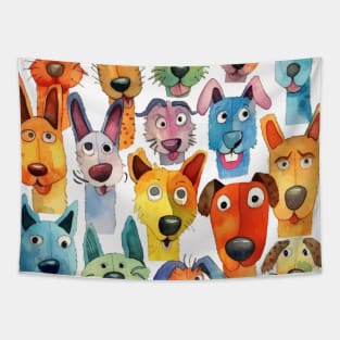 Pastel Dog Gathering Tapestry