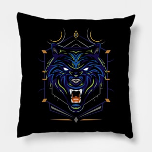 Head Wolf Illustration Pillow