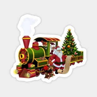 Santa Claus with a train Magnet