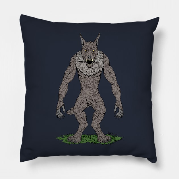 Dogman Cryptid or Werewolf Pillow by AzureLionProductions