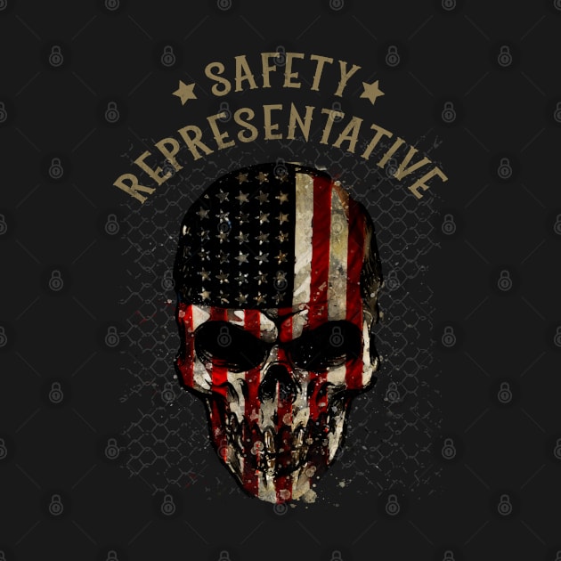 Safety Representative - Watercolor Skull in American Flag Design by best-vibes-only