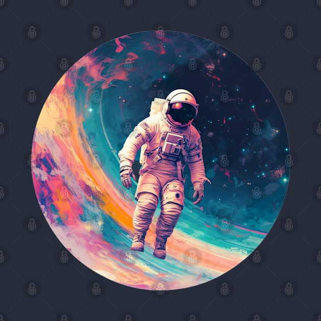 Cosmic Explorer - Space Traveling Astronaut T-shirt Design by PlutoOrigins